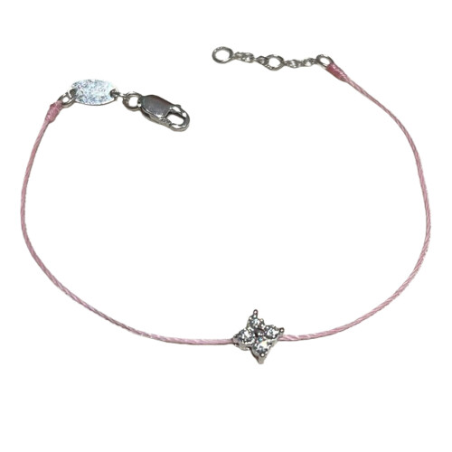 Bracelet étoile à quatre branches en strass, cordon-Rose
