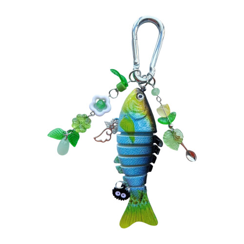 Creative Fish Keychain Sturdy Plastic Design Lightweight-Green