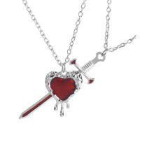Collier assorti en forme de rapière en forme de cœur, bijou-C