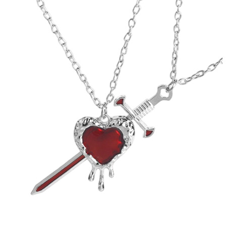 Collier assorti en forme de rapière en forme de cœur, bijou-C