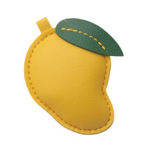 Porte-clés en cuir, accessoire artistique en forme de-Cuir jaune
