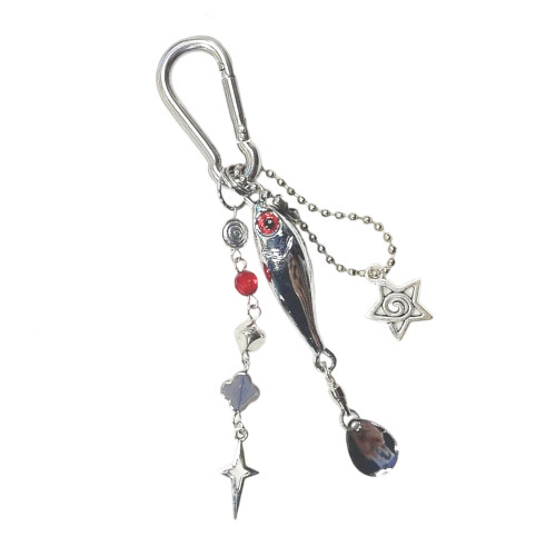 Fish Charm Keychain Multicolor Beads Alloy Materials Pendant For