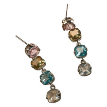 Sparkling Colorful Zircon Alloy Long Dangle Earrings Lightweight