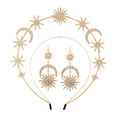 Ensemble d'accessoires pour cheveux Hexagram Double couche,-Or