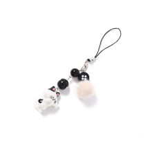 Modern Cat Inspired Key Holder Charm-Black fur ball cat