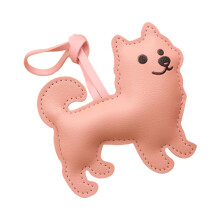 Traditional Chinese Dog Charm Keyring Water Resistant PU-Pink