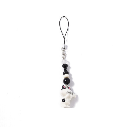 Modern Cat Inspired Key Holder Charm-black and white cat