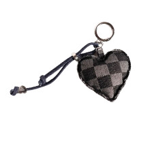 Adorable porte-clés en forme de cœur, tissu denim robuste,-1