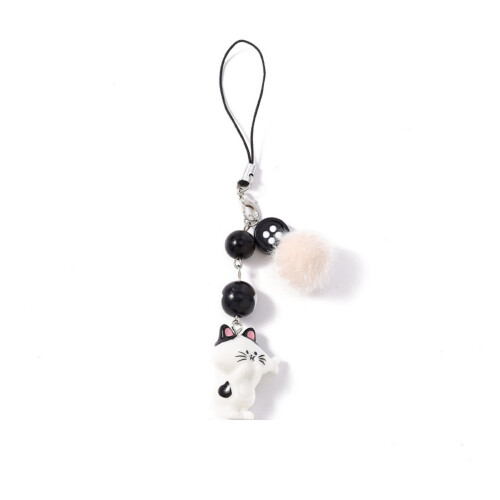 Moderne kat sleutelhanger minimalistische-Zwarte haarbal kat