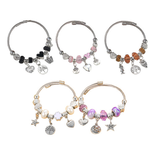Modern Multi Stone Titaniums Steel Bracelet-Coffee color 1