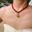 Collier pendentif pétoncles en perles réglable, Design-Noir 4