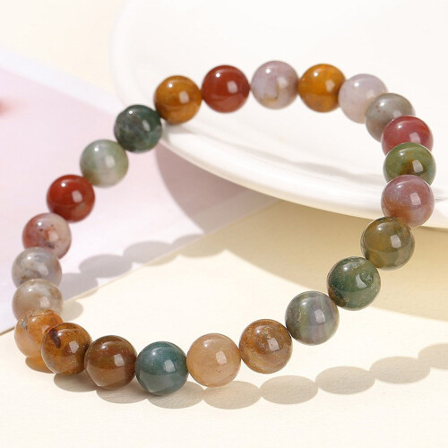Bracelet classique en perles d'agate polie, léger, Design-12mm 1