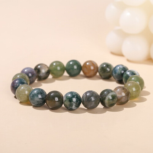 Bracelet classique en perles d'agate polie, léger, Design-12mm 2