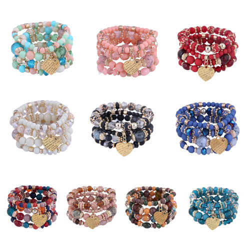 Bracelet de cheville à franges perlées extensibles-Noir 1