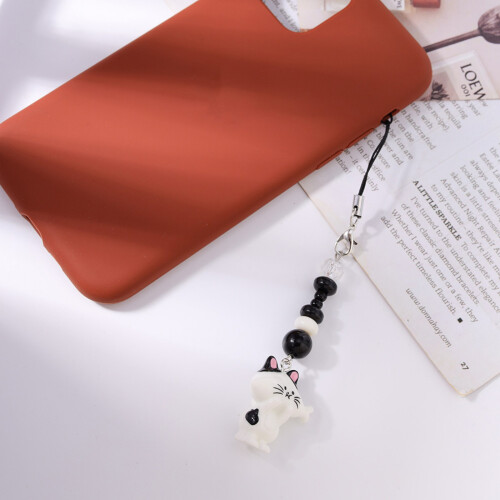 Porte-clés en résine thème chat chic,-Chat boule de poils noir 1
