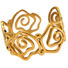 Curved Ring Gold Plated Stainless Steel Jewelry Finger-4