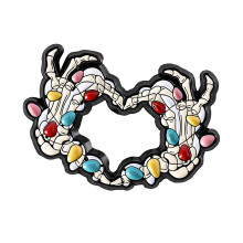 Creative Skull Ribs Holly Enamel Lapel Pin Punk-QHXZ5032