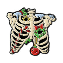 Halloween Punk Skeleton Hand Heart Enamel Brooch-QHXZ5030