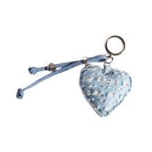 Porte-clés en forme de cœur en denim pour femmes et filles,-3
