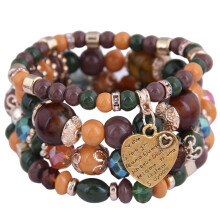 Bracelet coeur en cristal de bohème léger et-couleur verte