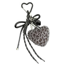 Porte-clés en cuir artificiel imprimé Animal, breloque-Gris