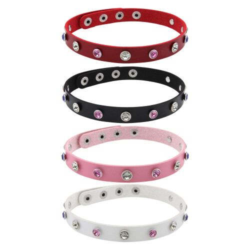 Collier en PU décoré de strass de couleur contrastée,-Rouge 1