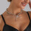 Adjustable Layering Bead Chain Crescent Pendant Necklace 6