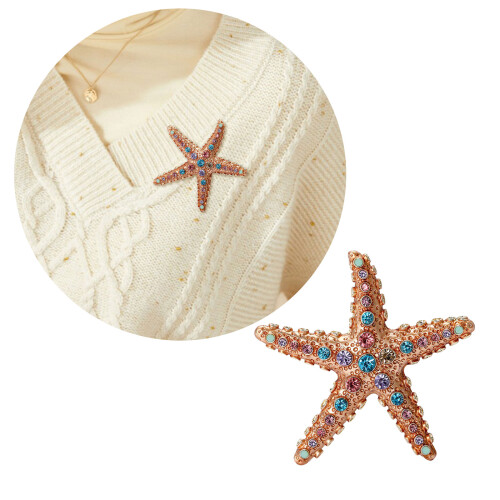 Starfish Shape Brooch Pin Portable Versatile Accessory-White 2