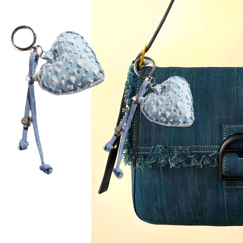 Playful Denims Heart Keyring Cute Design Practical Use For-6 2