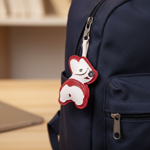 Handmade PU Leather Corgi Keychain Creative Bag Hanging-Coffee 2