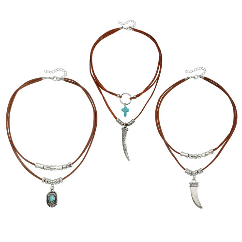 Collier de Styles Cowboy occidental, cordon doux et velouté,-2 1