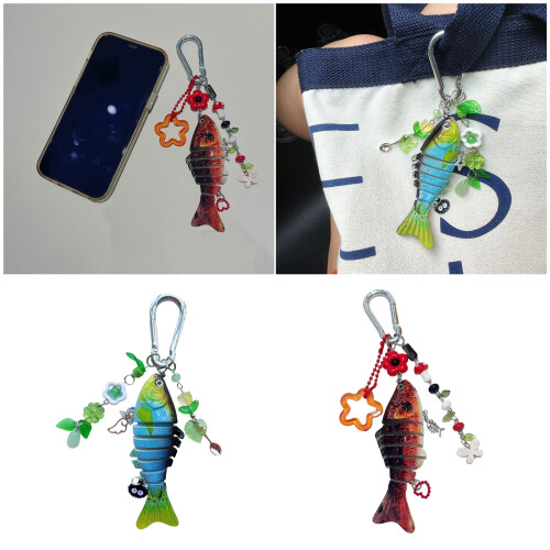 Creative Fish Keychain Sturdy Plastic Design Lightweight-Green 2