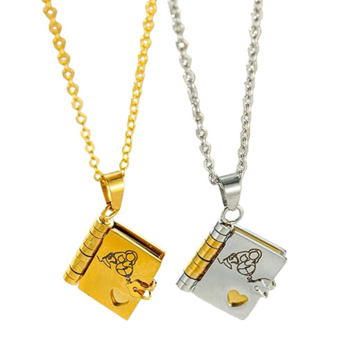 Sentimental Chapter Book Charm Necklace For Granddaughters-SS2 1