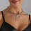 Adjustable Layering Bead Chain Crescent Pendant Necklace 4