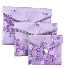 Portable Vintage Brocade Jewelry Organizers Pouch For-Purple