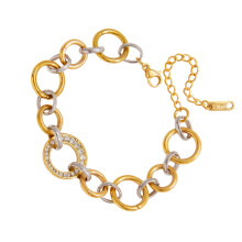 Stylish Gold Silver Two Tone Ring Connection Bracelet Stainless
