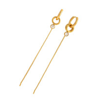 Boucles d'oreilles robustes avec pompons fluides et zircons