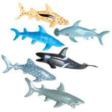 Conjunto de 6 figuras de tubarões – Modelos realistas de animais marinhos
