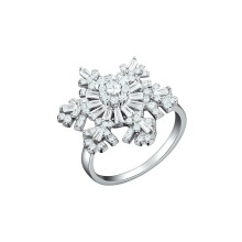 Lightweight Copper Snowflake Ring Double- silver