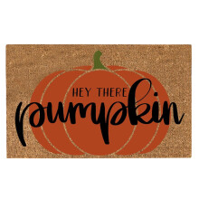 Fall Front Door Welcome Doormat – Natural Coir, Non-Slip, 16"x24", Hey There Pumpkin Design, Thanksgiving & Autumn Porch Decor