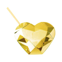 Valentines Heart Shaped Cup with Lid and Straw 23 oz Sparkling Drinking Cups Party Tumblers for Valentine Galentine Wedding Party(Gold)