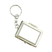 Sturdy Metal Cosmetic Mirror Keyring with Magnifying-rectangle