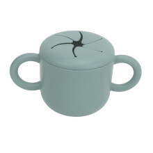 350 ml Portable Silicone Snack Cup – Double‑Ear, Drop‑Proof, Multi‑Use Baby Bowl in Dusty Blue