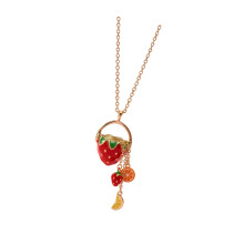 Mooie koperen fruitkwasten hanger ketting-Aardbeien ketting