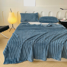 Flannel Fleece Tæppe Stribet Ribbet 100x70cm
