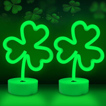 2-Pack Clover Neon Signs, LED Battery/USB Powered, St. Patrick’s Day, Wedding & Party Decor (Clover)