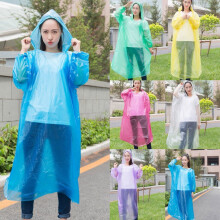 Disposable rain poncho for adults with hood 1 pack
