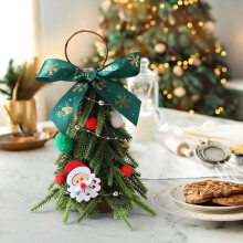 Mini Desktop Christmas Tree – Small Tabletop Holiday Ornament with Wood Base for Office Desk, Bookshelf, or Home Décor
