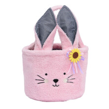 Portable Easter Bunny Basket Decorative Textile Storage Bucket for Candy Eggs Gifts Home Office Indoor and Outdoor Use