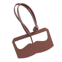 Porte-clés pendentif lunettes géométriques en cuir-marron clair